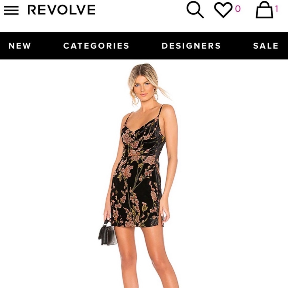 superdown Lena Cowl Mini Dress Black Floral - Small